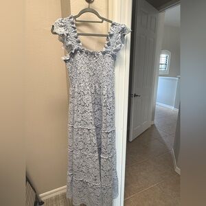 Hill House Nap Dress - Elegant Lace Ruffle Dress in Light Blue